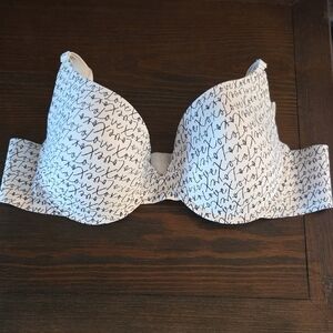 XOXO Black and White Script Print Bra